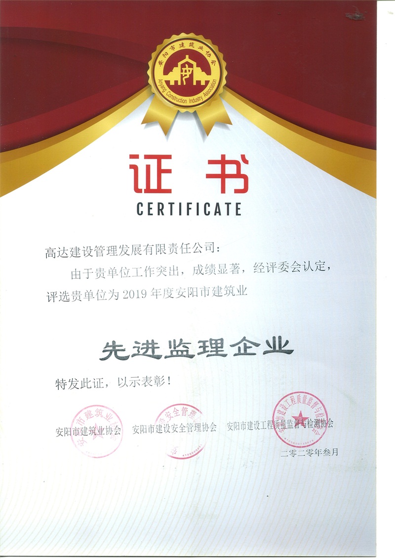 2019年度先进监理企业